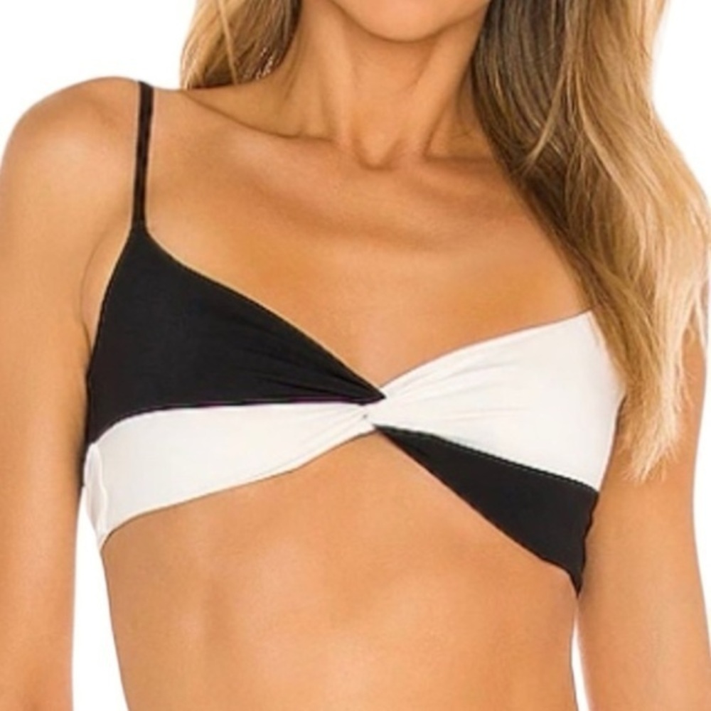 L*Space Black and White Bikini Top